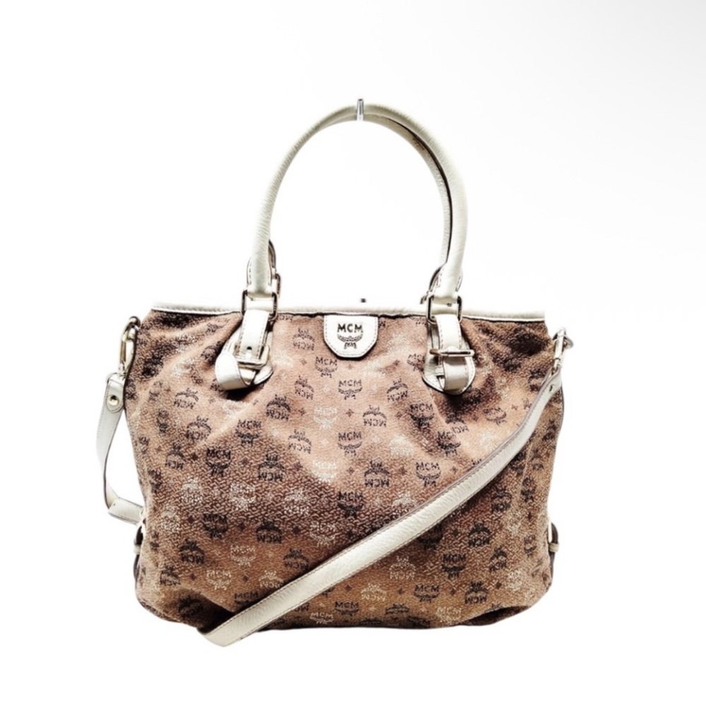 MCM Tan and Cream Tote Bag unique crafted design